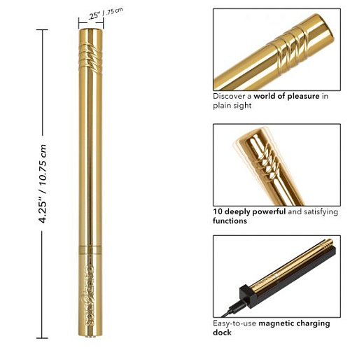 Золотистый ультратонкий вибромассажёр California Exotic Novelties Hidden Pleasures SE-0037-05-3