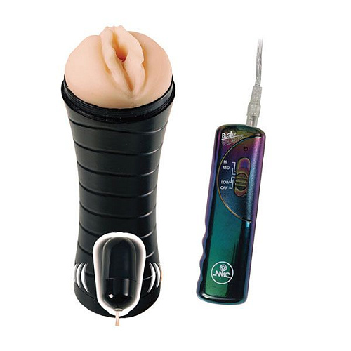 Мастурбатор-вагина телесного цвета в тубе с виброяйцом и пультом NMC NITE RIDER 150153