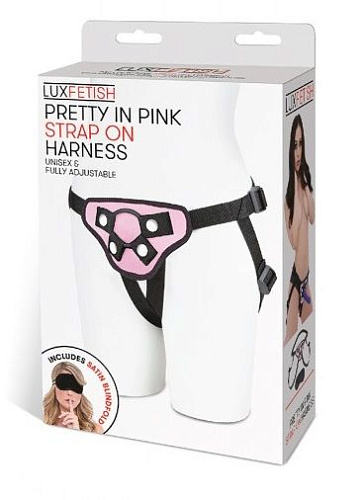 Чёрно-розовые трусики для страпона Lux Fetish LF1372-PNK