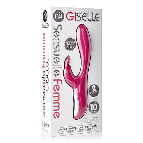 Розовый силиконовый вибратор со стимулятором клитора NU Sensuelle GISELLE RABBIT 340128 (22,1 см)