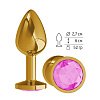 Золотистая анальная втулка с розовым кристаллом Сумерки богов 510-06 pink-DD (7 см)