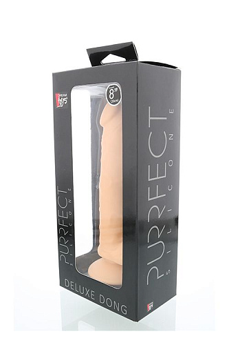 Телесный фаллоимитатор с мошонкой Dream Toys PURRFECT SILICONE DELUXE DONG 8INCH 21027 (20 см)
