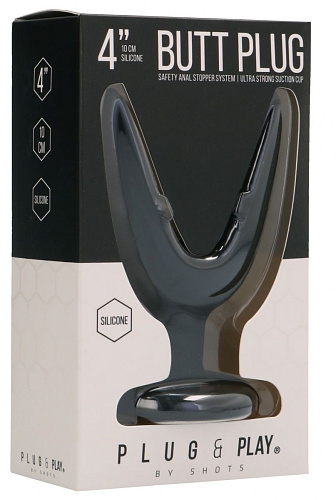 Чёрная анальная пробка-эспандер Shots Media BV Split 1 PLU011BLK (10 см)