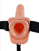 Телесный полый страпон с вибрацией Pipedream Vibrating Hollow Strap-On with Balls PD3377-21