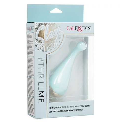 Голубой мини-вибромассажёр California Exotic Novelties #ThrillMe SE-4407-40-3 (12 см)