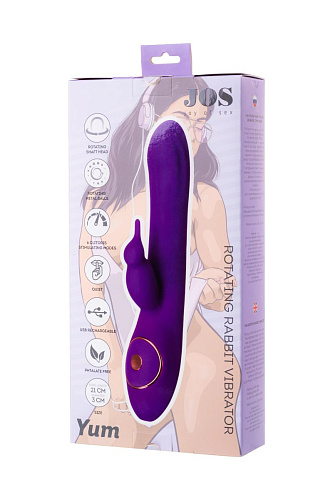 Фиолетовый ротатор с клиторальным стимулятором JOS YUM 783014 (21 см)