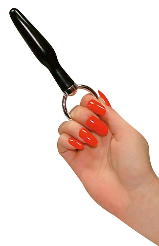 Анальный массажёр с серебристым кольцом и чёрной ручкой Orion 0514888 (10,5 см)