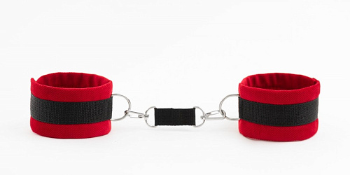 Красно-чёрные наручи на сцепке БДСМ арсенал My rules 6901-2ars