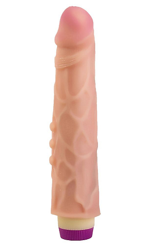 Большой реалистичный вибромассажёр с точками на стволе телесного цвета LOVETOY (А-Полимер) 800906 (21,6 см)
