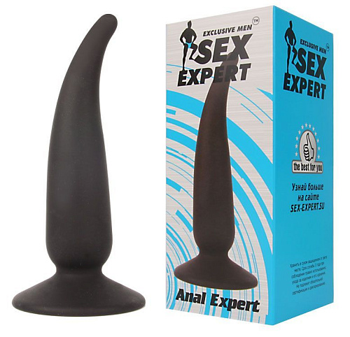 Анальная пробка с тонким кончиком в чёрном цвете Bior toys Sex Expert SEM-55044 (11 см)