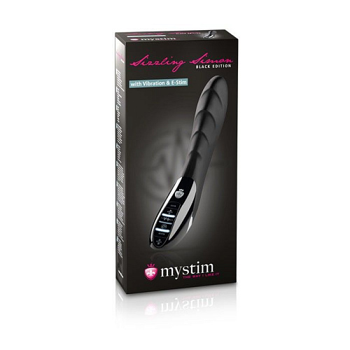 Чёрный вибратор с электростимуляцией MyStim Sizzling Simon Black Edition (27 см)