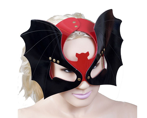 Маска на глаза из черной и красной лаковой кожи Sitabella «Летучая мышь» 4060-21