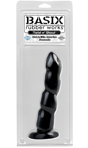 Чёрный анальный фаллоимитатор на присоске Pipedream Twist N Shout with Suction Cup PD4224-23 (18,4 см)