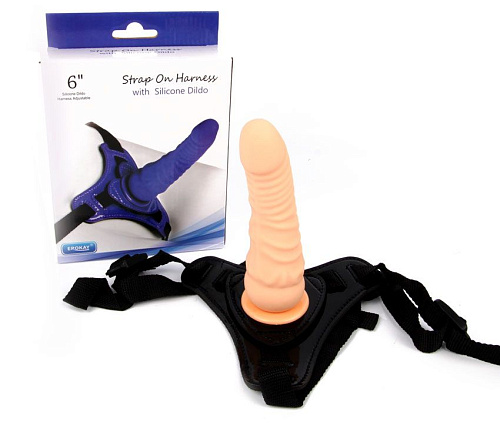 Телесный поясной страпон Erokay Strap On Harness with Silicon Dildo EK-4202 (14 см)