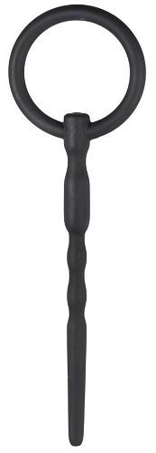 Чёрный уретральный плаг EDC Wholesale Silicone Penis Plug With Pull Ring SIN098