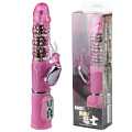 Вибратор розового цвета с шариками и стимулятором клитора Baile BW-058003-0101 (27 см)
