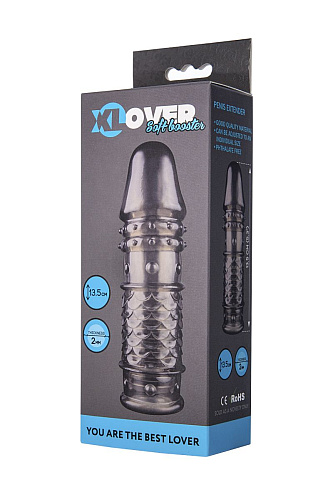 Дымчатая закрытая насадка с чешуйками и пупырышками ToyFa XLover 748015 (13,5 см)