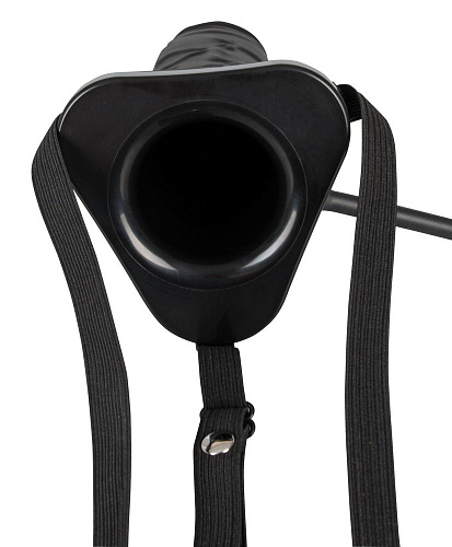 Полый страпон чёрного цвета с эффектом увеличения Orion Inflatable Strap-On 05130400000 (18,5 см)