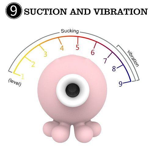 Нежно-розовый вакуумный клиторальный стимулятор-осьминог S-HANDE OCTOPI SHD-S066