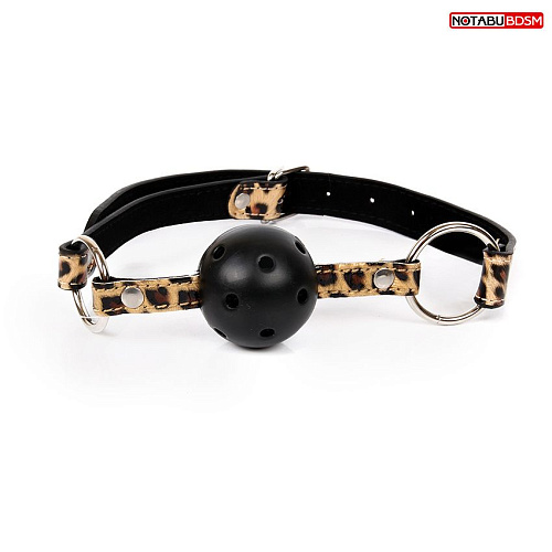 Чёрный кляп-шарик на леопардовых ремешках Bior toys Ball Gag MLF-90080-4