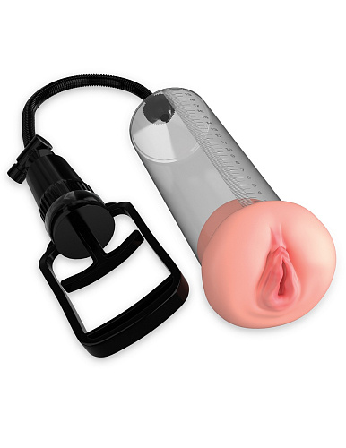 Прозрачная вакуумная помпа Pipedream PUMPWORX FANTA FLESH PUSSY PUMP PD3289-00