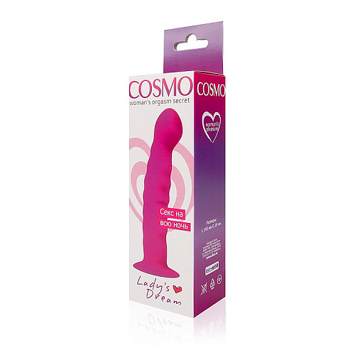 Розовый фаллоимитатор с ребристой поверхностью Bior toys Cosmo CSM-23027 (14 см)