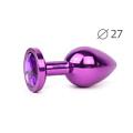 Коническая фиолетовая анальная втулка с фиолетовым кристаллом Anal Jewelry Plug VS-04 (7 см)