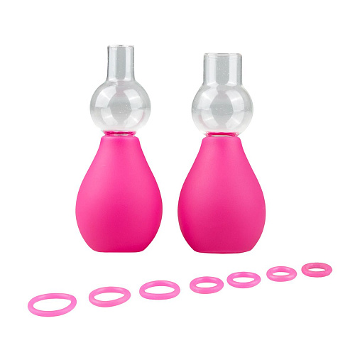 Розовые вакуумные стимуляторы для сосков EDC Wholesale Nipple Pump Set ET252PNK
