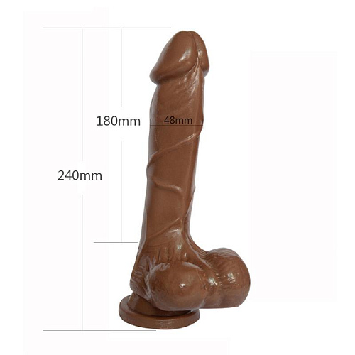 Коричневый фаллоимитатор Howells 9 Inch Super Whopper Dong 84005 brown (24 см)