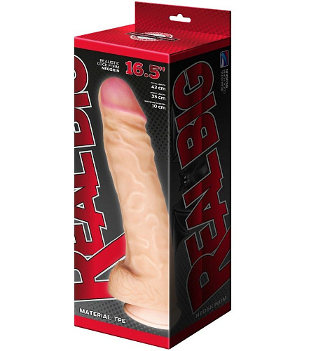 Телесный фаллоимитатор-супергигант с мошонкой на присоске LOVETOY (А-Полимер) 958303