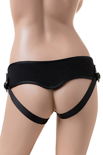 Страпон чёрного цвета с 2 бежевыми насадками и вибрацией LOVETOY (А-Полимер) UniStrap 532313 (19 и 12 см)