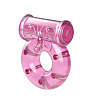 Розовое эрекционное кольцо с бабочкой на вибропуле Baile BI-010081