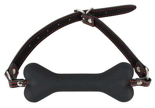 Чёрный силиконовый кляп-кость на регулируемых полиуретановых ремешках Orion Bad Kitty 2492032 1001