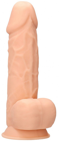 Телесный фаллоимитатор Shots Media BV Silicone Dildo With Balls REA076FLE (21,6 см)