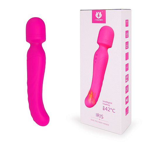 Ярко-розовый двусторонний вибратор с нагревом S-HANDE IRIS SHD-S197