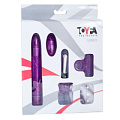 Фиолетовый вибратор с набором насадок ToyFa 885107 (15,2 см)