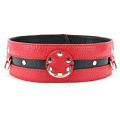Чёрно-красный кожаный ошейник увеличенного размера БДСМ арсенал 55002xl