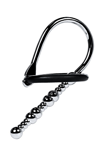 Стальной уретральный плаг-бусины с мягким фиксириющим кольцом ToyFa Metal 717302