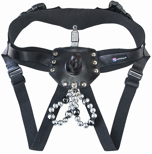 Чёрный пояс-трусики с телесной насадкой LOVETOY (А-Полимер) Гламур Dana 980800 (15,5 см)