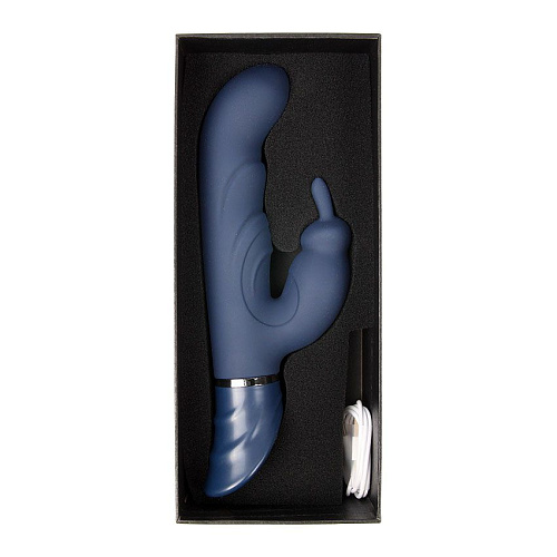 Тёмно-синий вибромассажёр-кролик с 9 режимами вибрации A-LOVING 2033-2 (24 см)