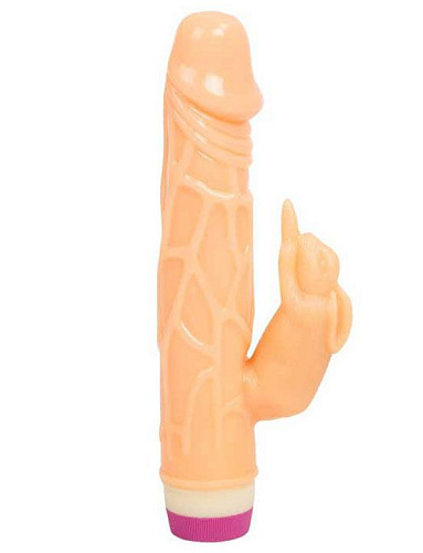 Телесный вибратор с дополнительным отростком Eroticon 30085 (21 см)