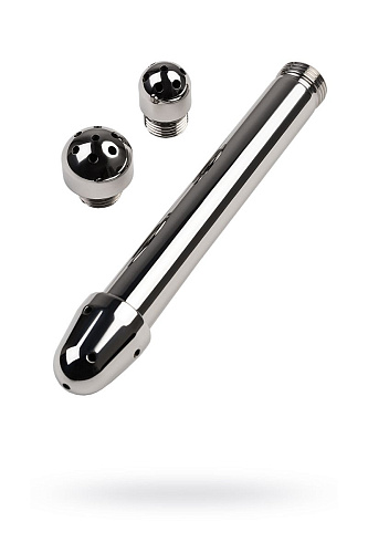 Серебристый анальный душ с тремя насадками ToyFa 717113