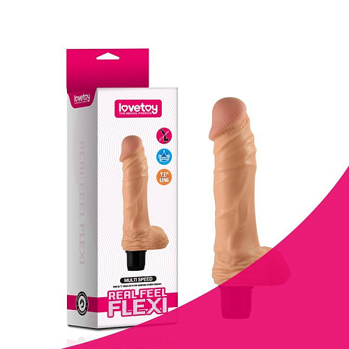 Гнущийся вибромассажёр-реалистик телесного цвета Lovetoy FLEXI  LV1011 (23 см)