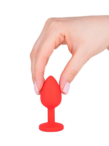 Красная анальная втулка с красным кристаллом Сумерки богов 517-04 red-DD (7,3 см)