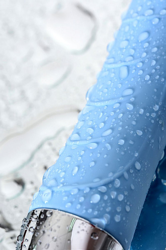 Голубой силиконовый вибратор с функцией нагрева и пульсирующими шариками ToyFa FAHRENHEIT 796006 (19 см)