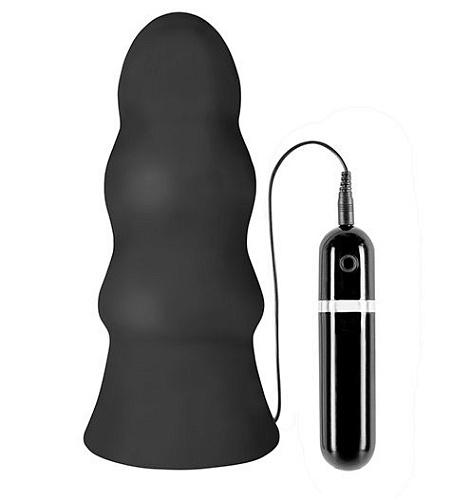 Чёрная виброёлочка Dream Toys MENZSTUFF VIBRATING BUTTCRASHER WAVED 21022 (20 см)