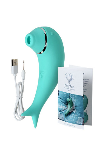 Бирюзовый вакуум-волновой стимулятор клитора с вибрацией ToyFa Dolphin 119002