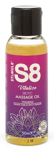 Массажное масло с ароматом лайма и имбиря Stimul8 Massage Oil Vitalize STVE97426VIT (50 мл)