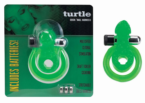 Эрекционное кольцо с минивибратором и подхватыванием мошонки Gopaldas «Черепашка» 06-020CPR BCD GP