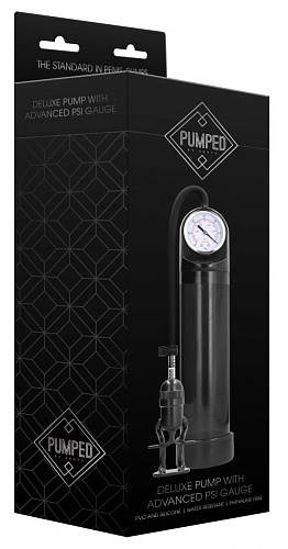Чёрная вакуумная помпа с манометром Shots Media BV Deluxe Pump With Advanced PSI Gauge PMP007BLK